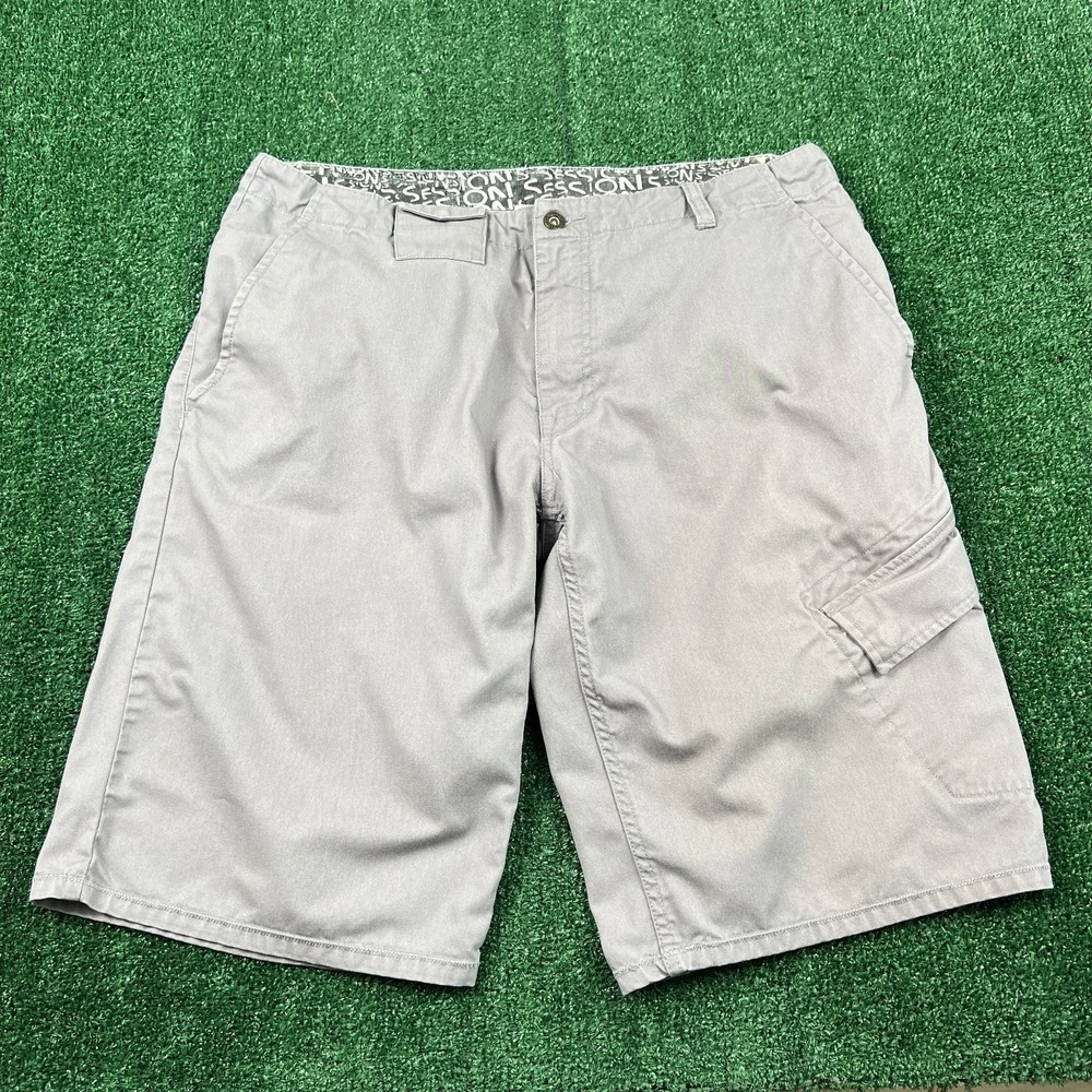 Vintage Sessions Cargo Utility Shorts Men's 36x13" Baggy Long Gray Skater Y2K
